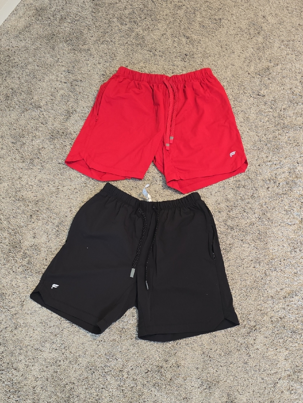 Fabletics 7" Men’s Red and Black Athletic Shorts Set